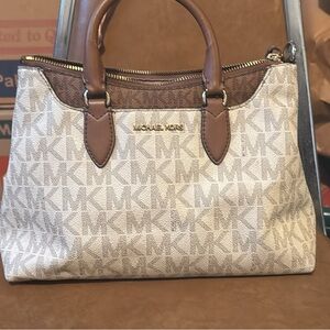 Michael Kors Cream and Brown Satchel